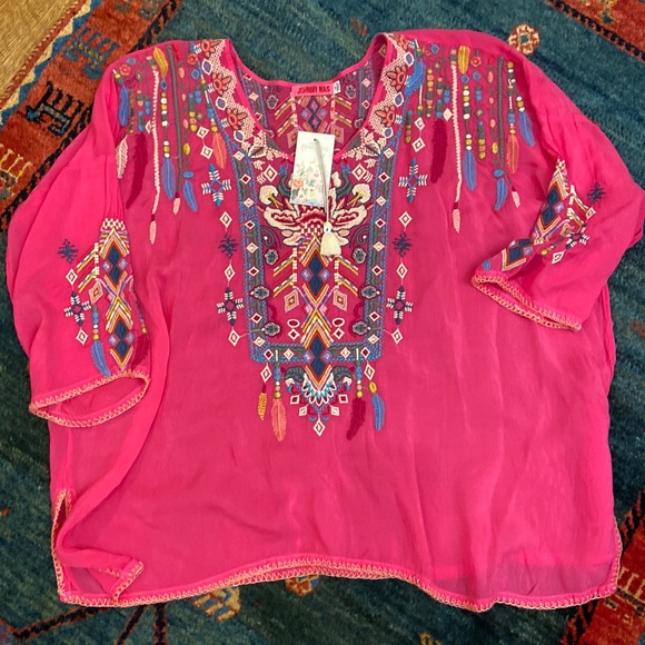 Johnny Was Tops - Brand new Johnny Was pink peasant blouse.
